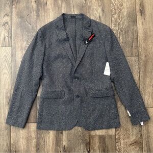 JF J. Ferrar Slim Fit Sport Coat Suit Blazer Mens Size 38/40 Reg Black Text